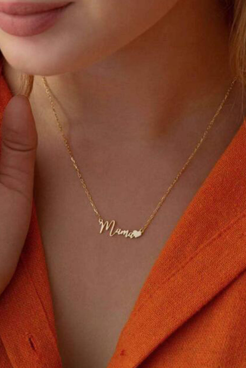 Gold mama Alphabet Heart Shape Pendant Necklace