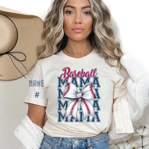 Baseball Mama Croquet Bow Tee