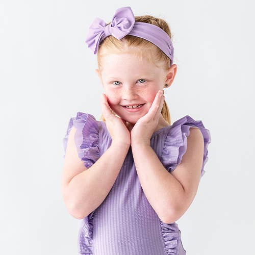 Girls Lavender Swim Bow Headband: Purple / One Size