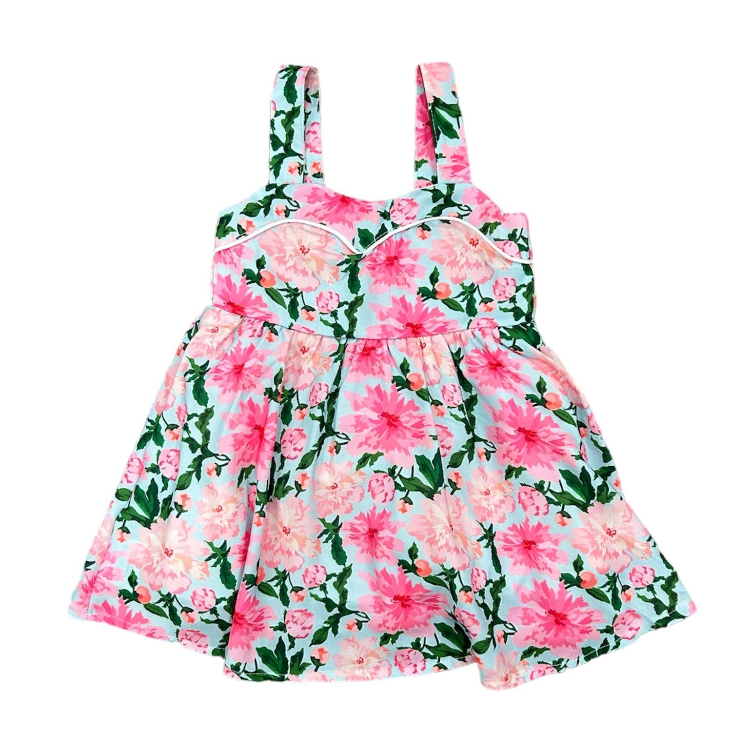 Easter Dress - Claire Sweetheart Tank Dress - Pink Peonies: LG