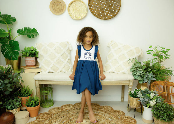 Girls Custom Flutter Sleeve Twirl Dress