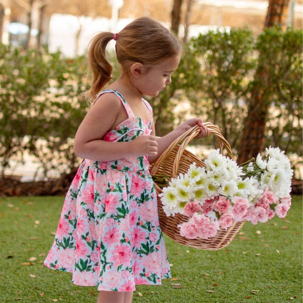 Easter Dress - Claire Sweetheart Tank Dress - Pink Peonies: LG