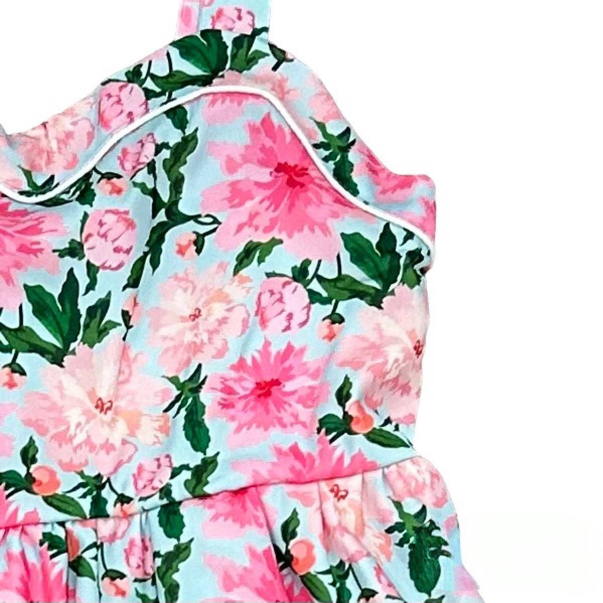 Easter Dress - Claire Sweetheart Tank Dress - Pink Peonies: LG