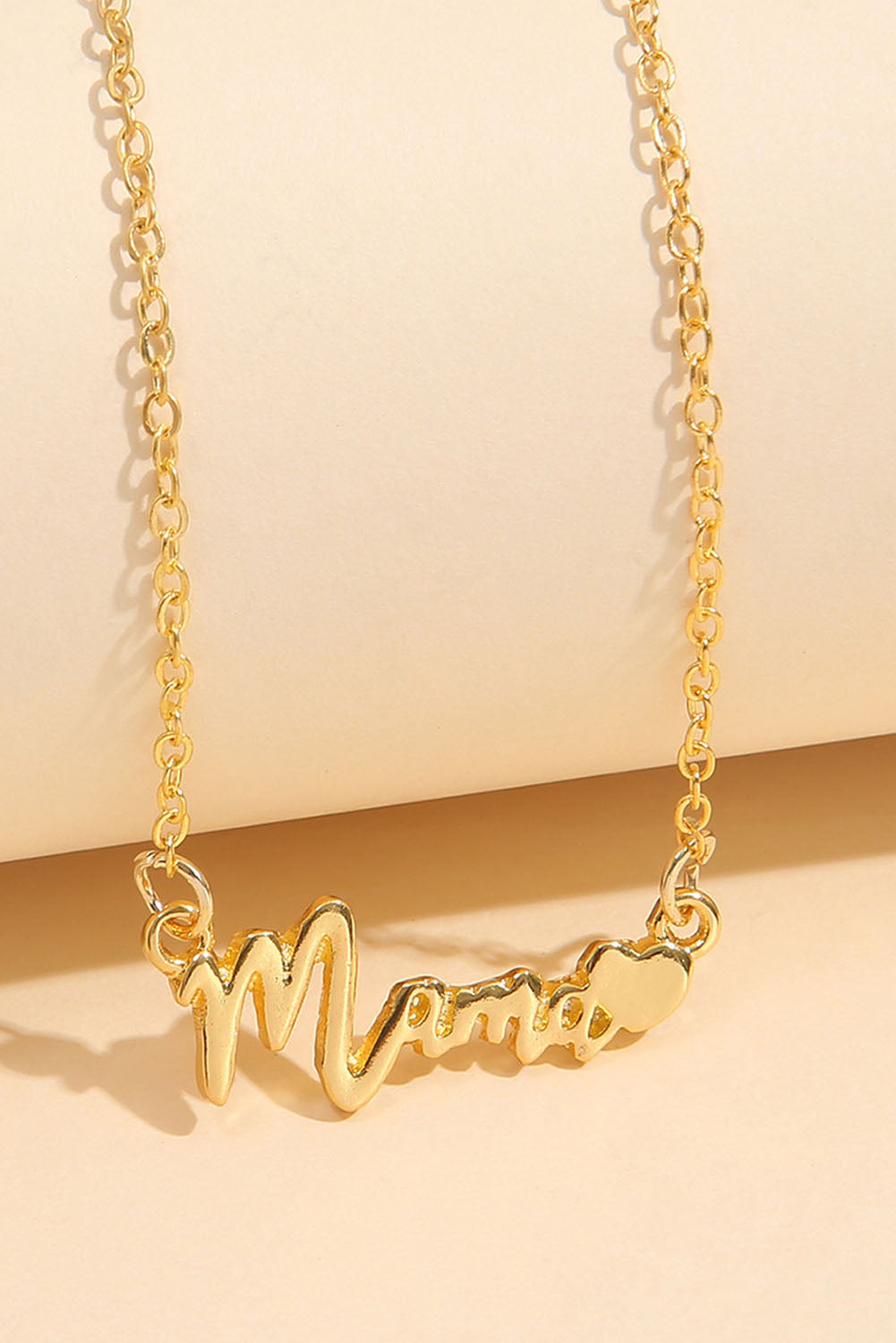 Gold mama Alphabet Heart Shape Pendant Necklace