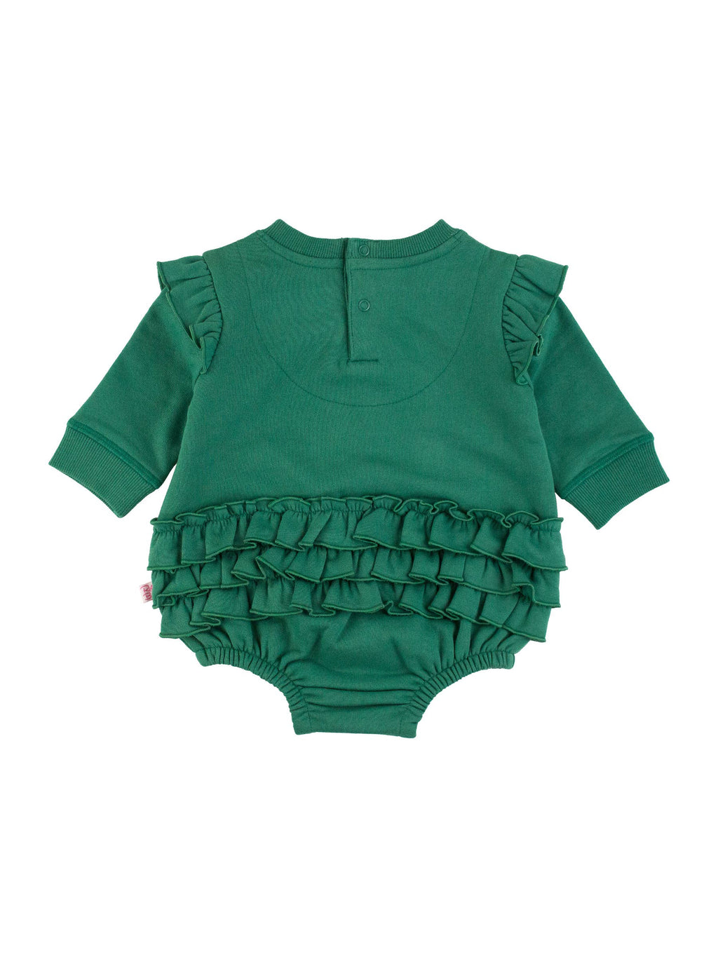 Baby Girls Fir Green Sweatshirt Bubble Romper: Green