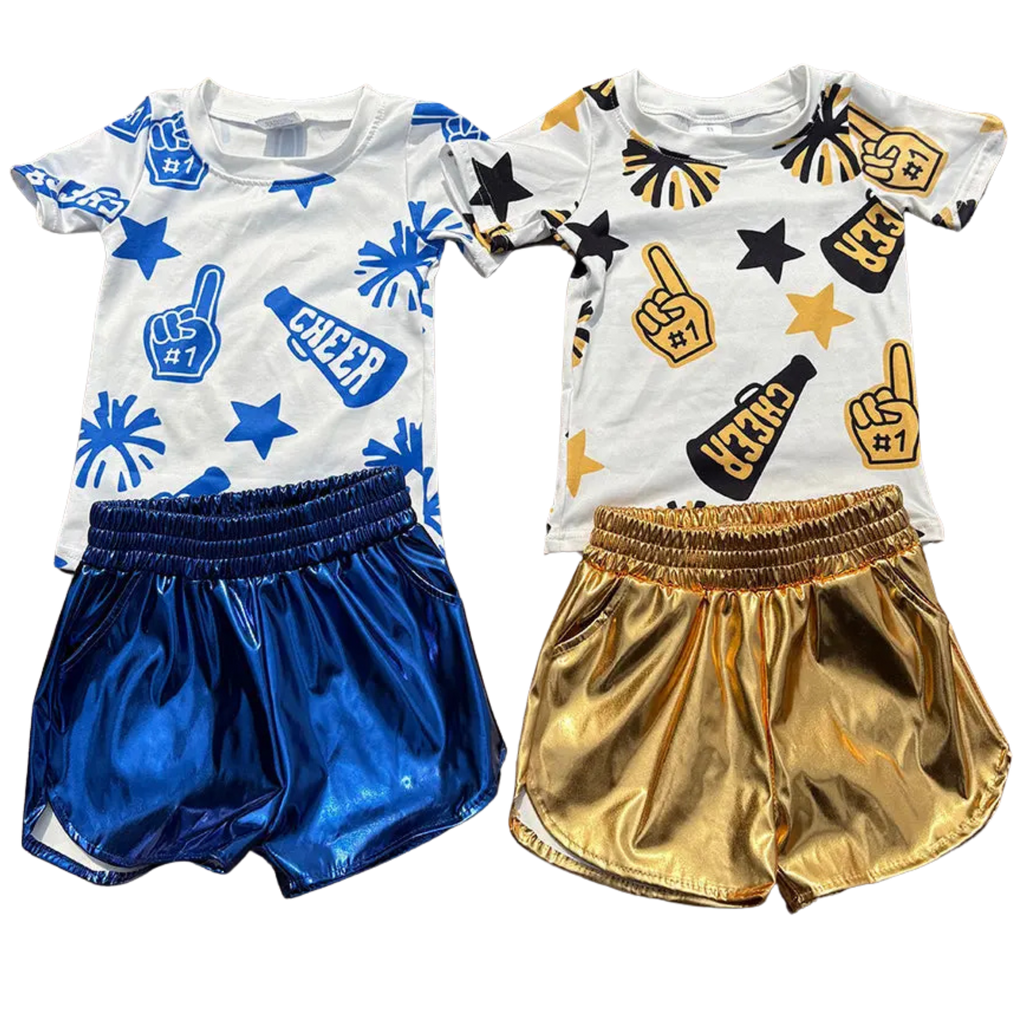 Sideline Sweethearts Cheer Top & Metallic Shorts Sets