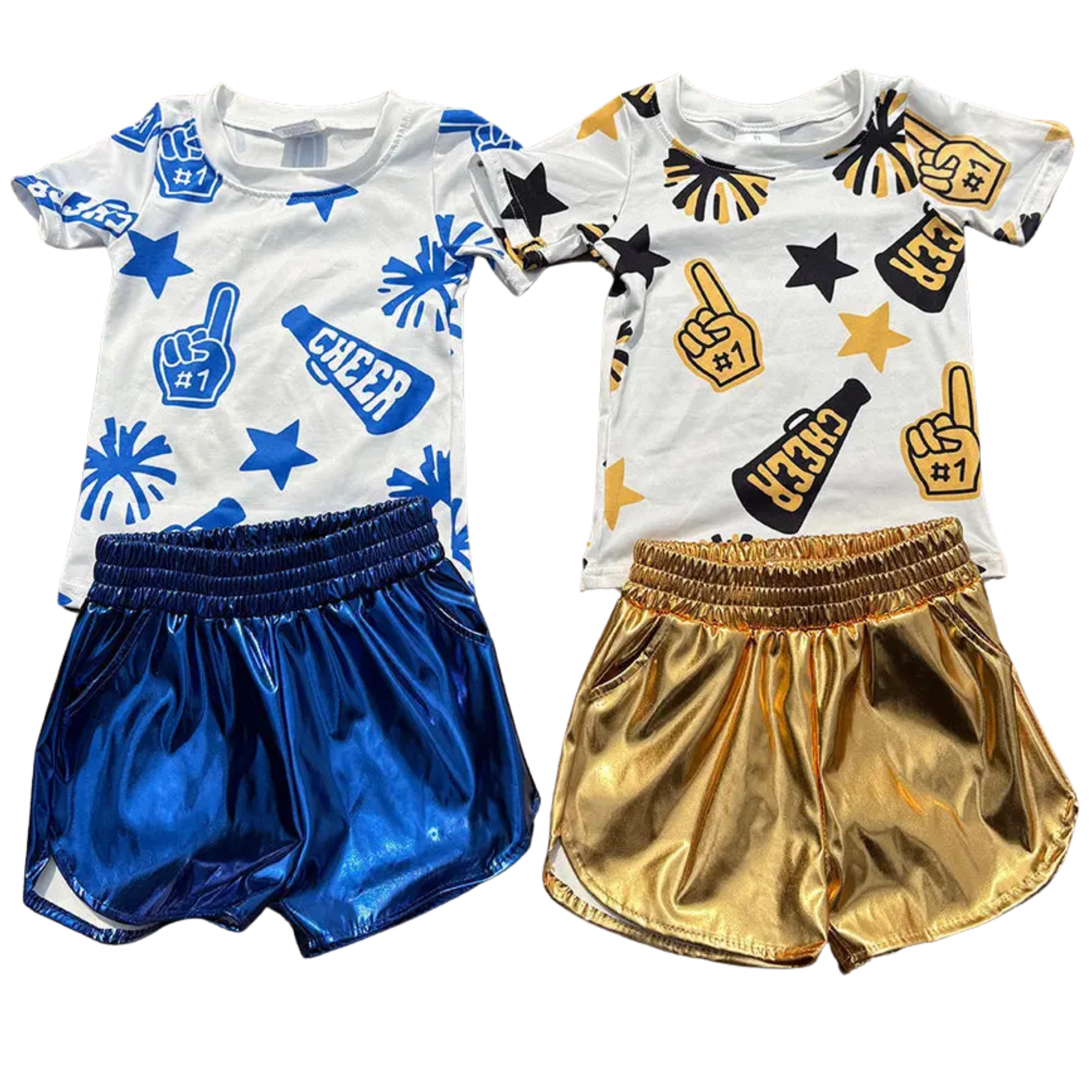 Sideline Sweethearts Cheer Top & Metallic Shorts Sets