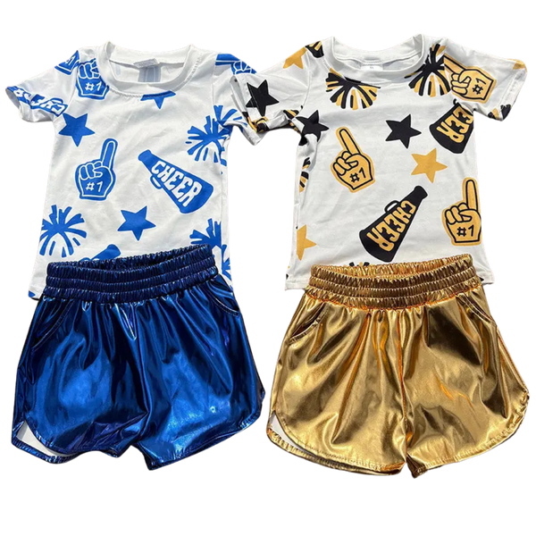 Sideline Sweethearts Cheer Top & Metallic Shorts Sets