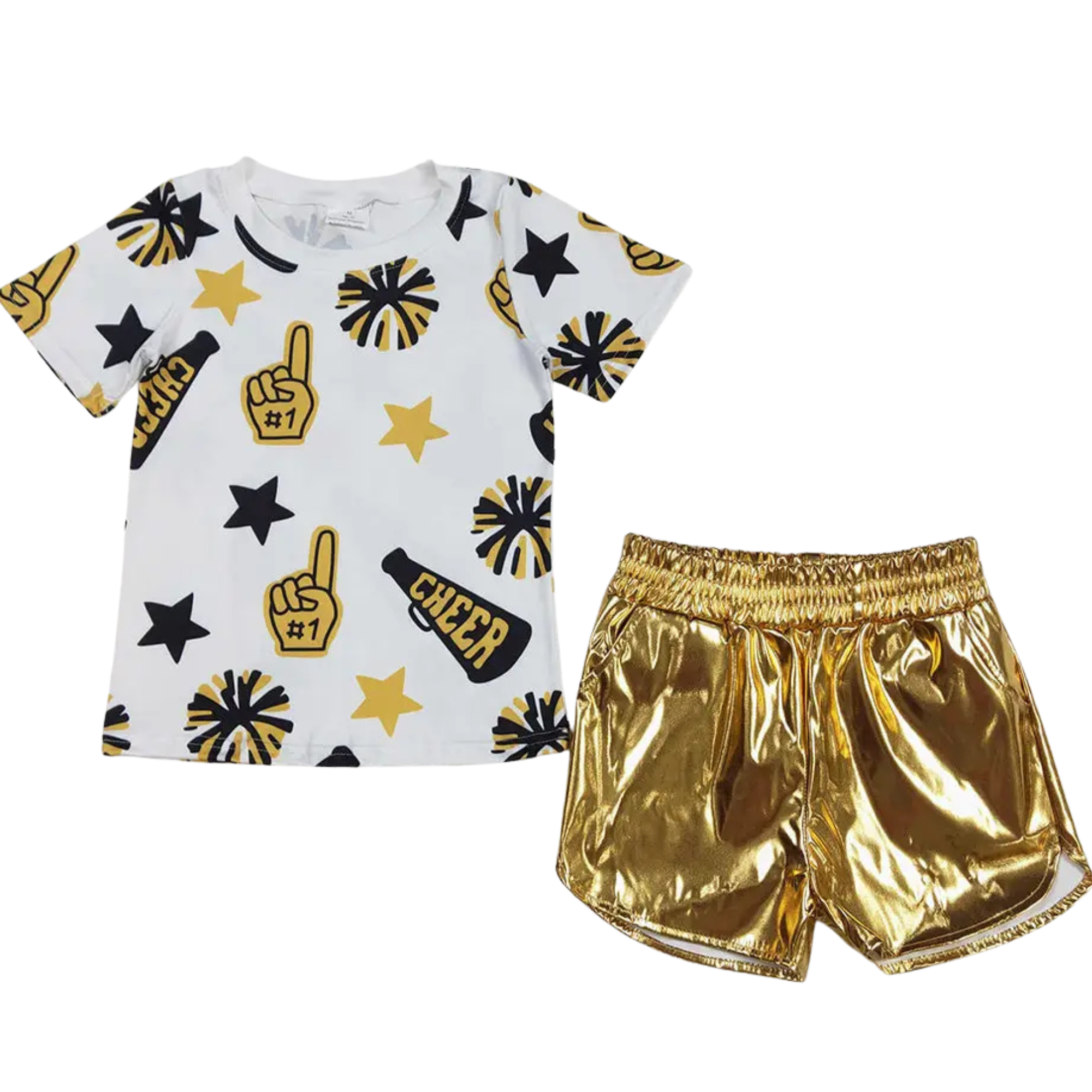 Sideline Sweethearts Cheer Top & Metallic Shorts Sets
