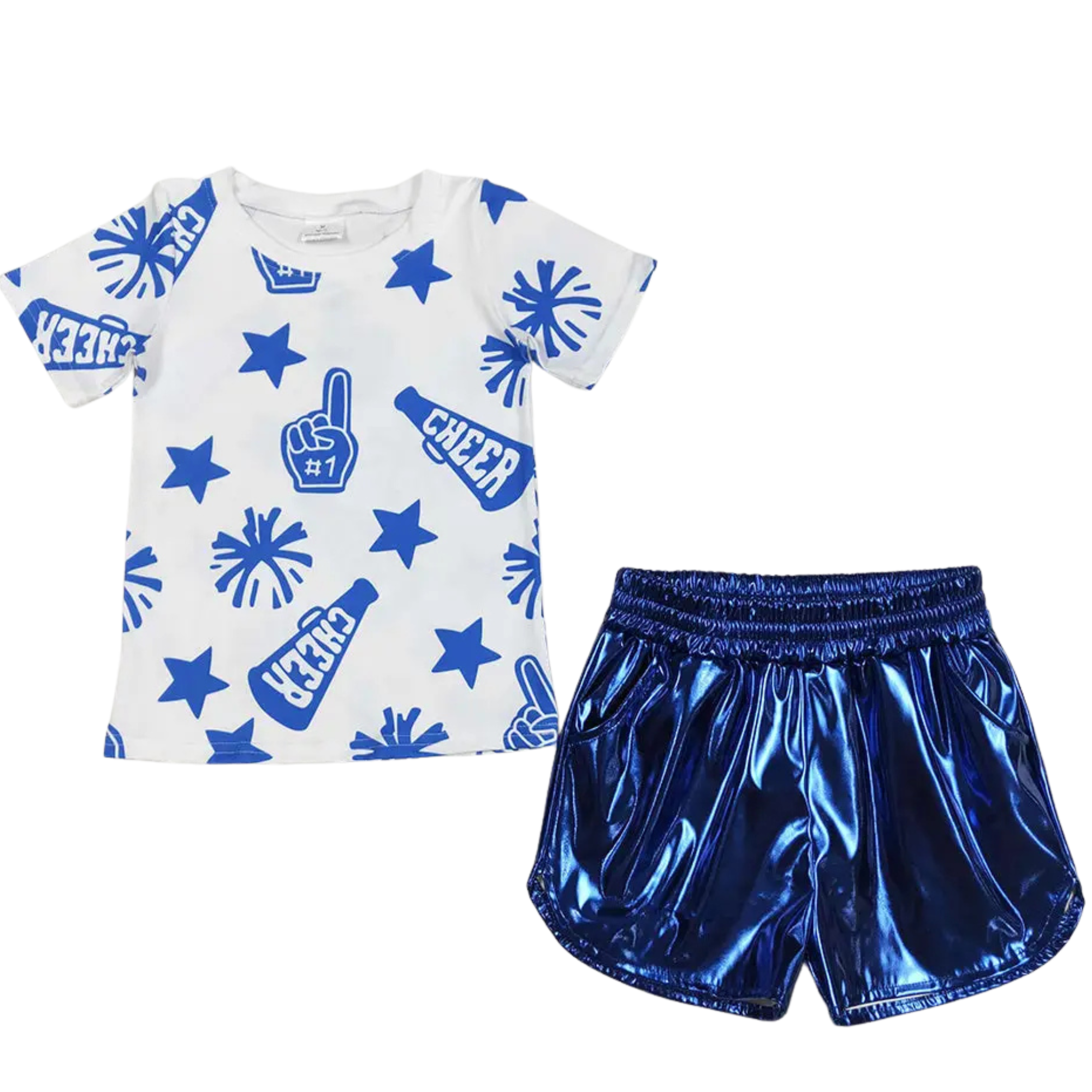 Sideline Sweethearts Cheer Top & Metallic Shorts Sets