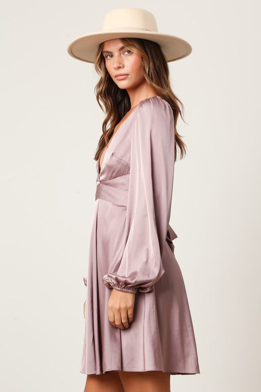 Satin Criss-Cross Cut Out Mini Dress