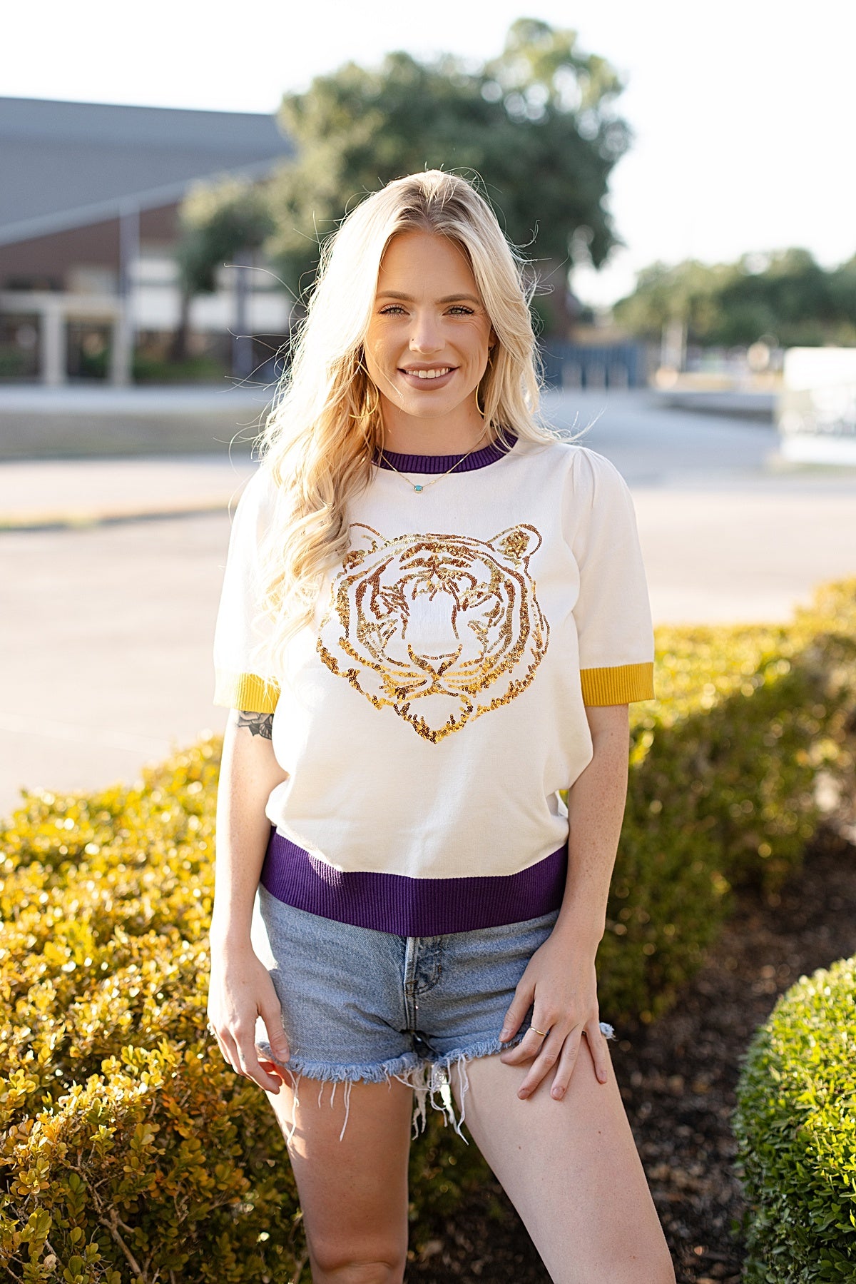 Geaux Tigers Gold Tiger Sequin Sweater