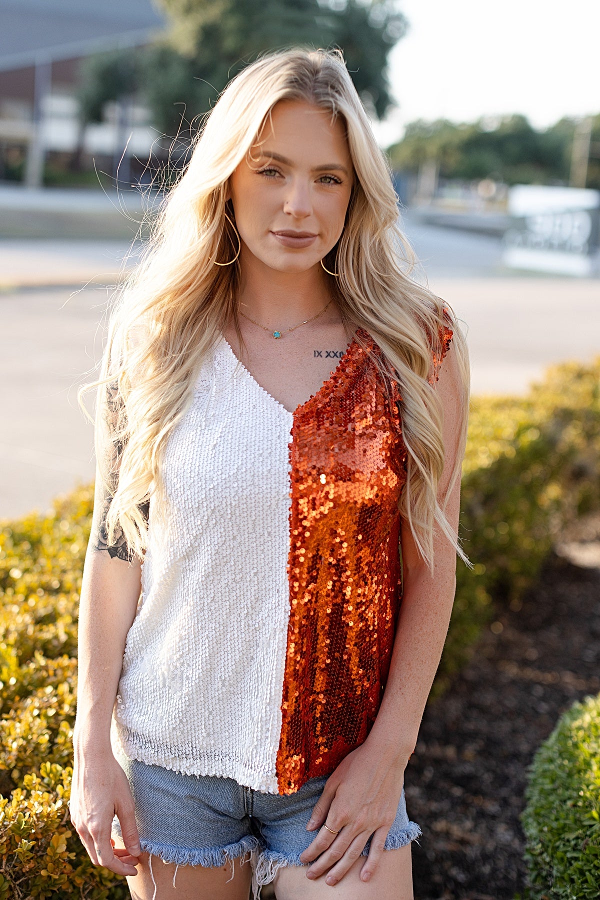 Color Block Sequin Tank