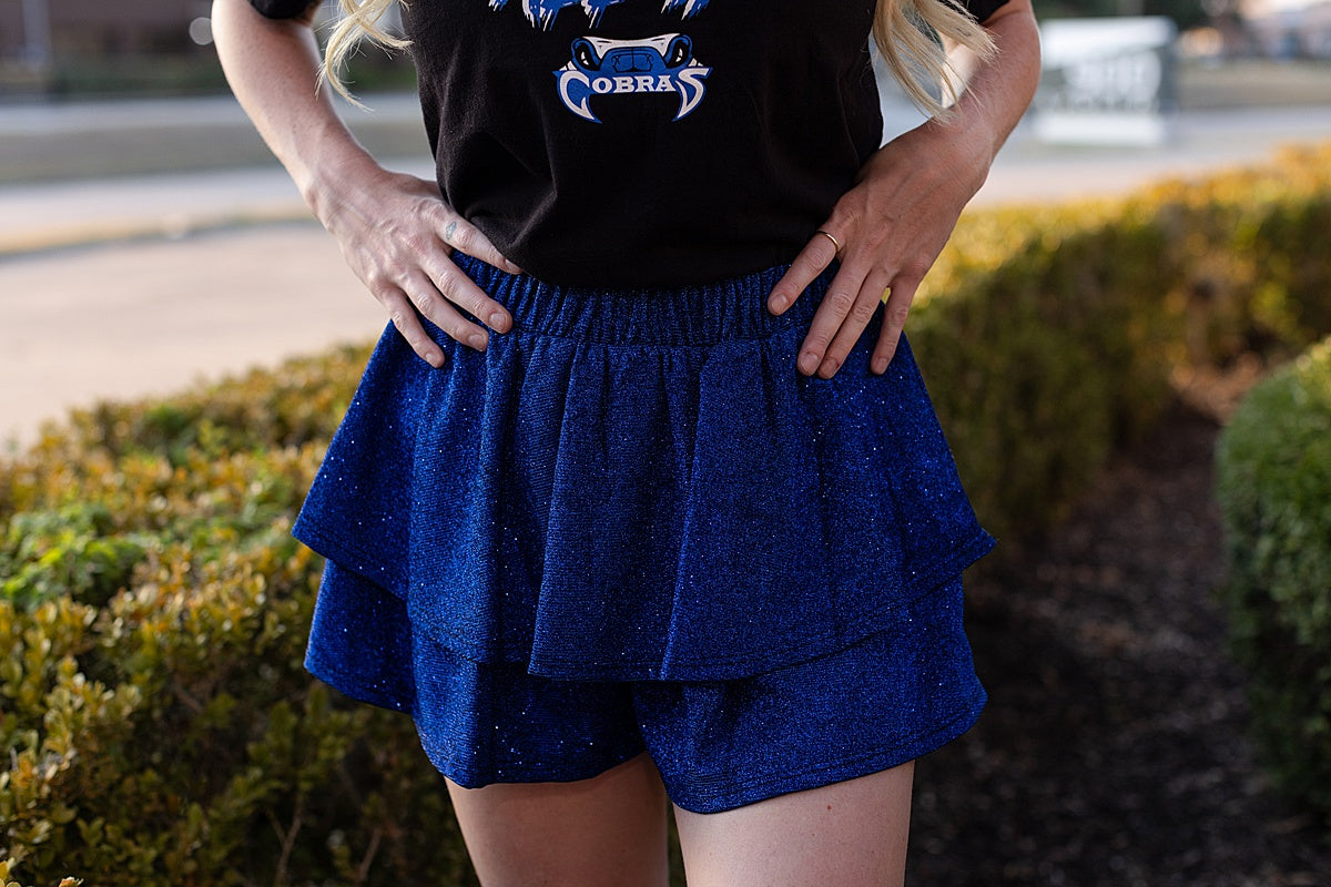 Blue Sparkle Tiered Shorts