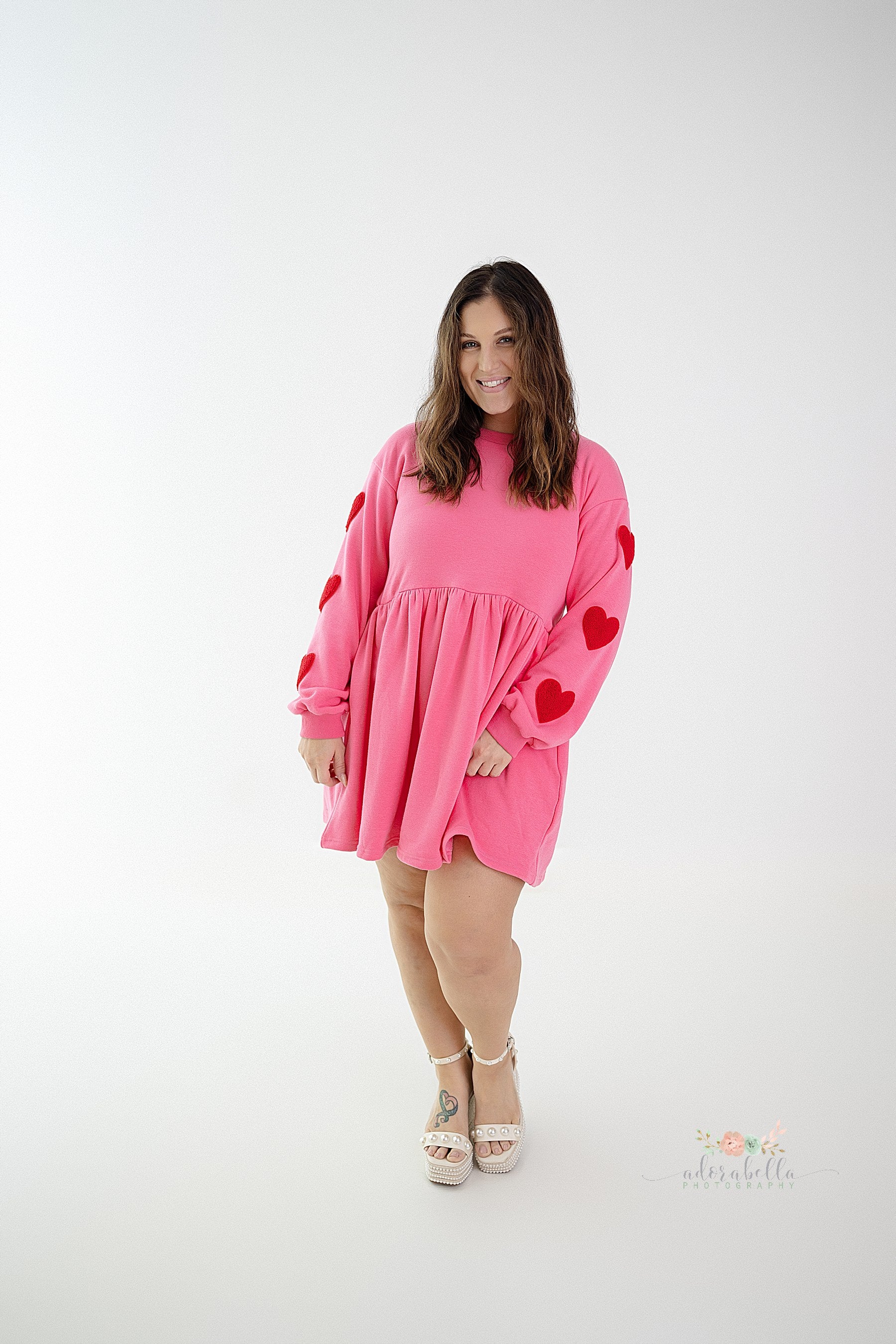 Heart Patches Long Sleeve Babydoll Dress