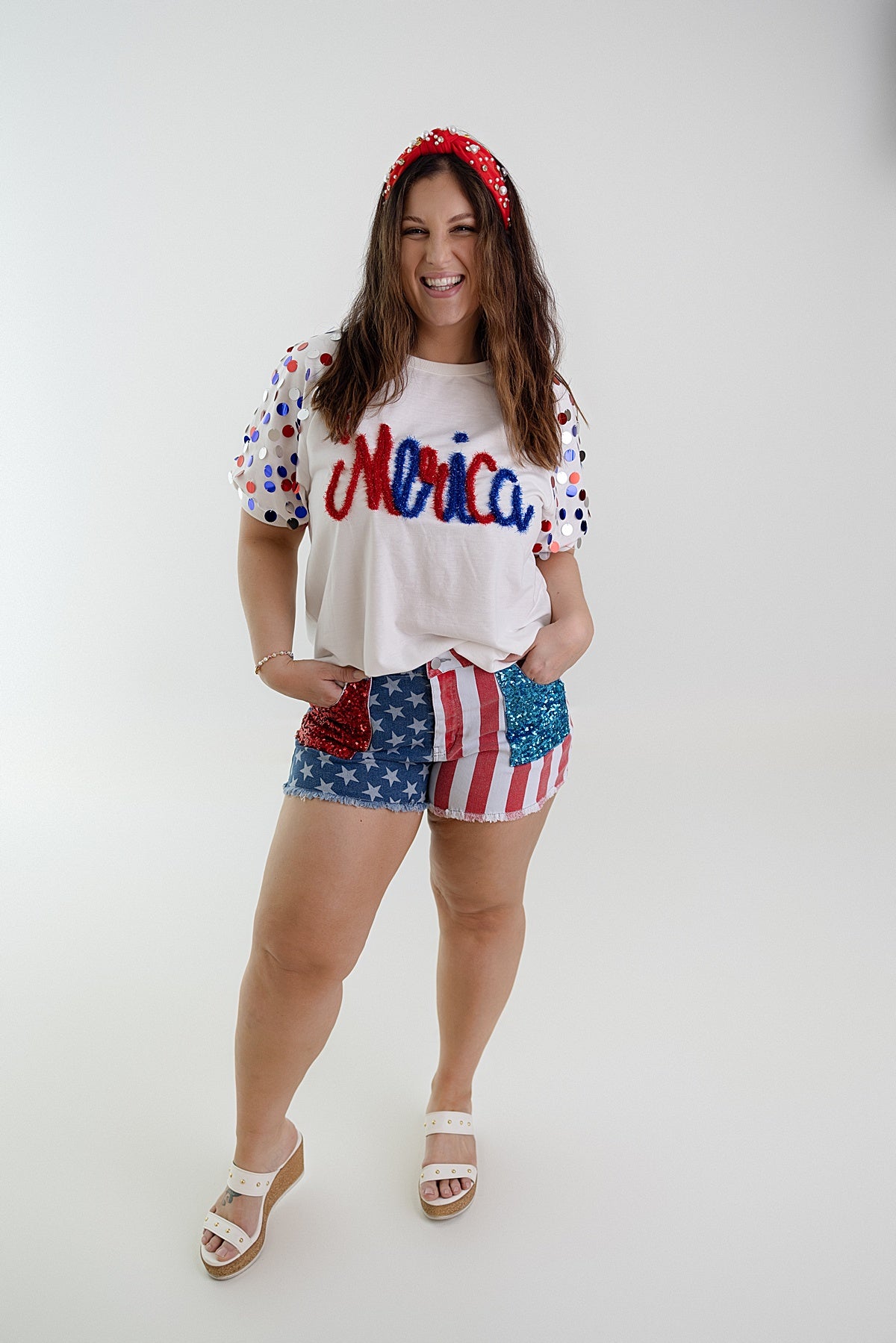 Fourth of July sequin merica shirt