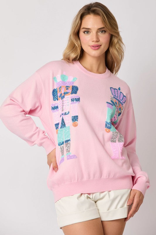 Sweater -Nutcrackers Sequins Embroidery