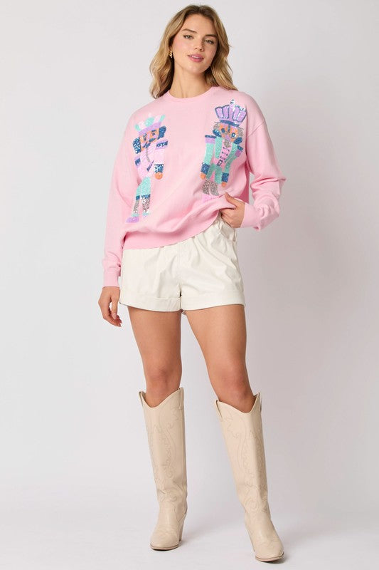 Sweater -Nutcrackers Sequins Embroidery