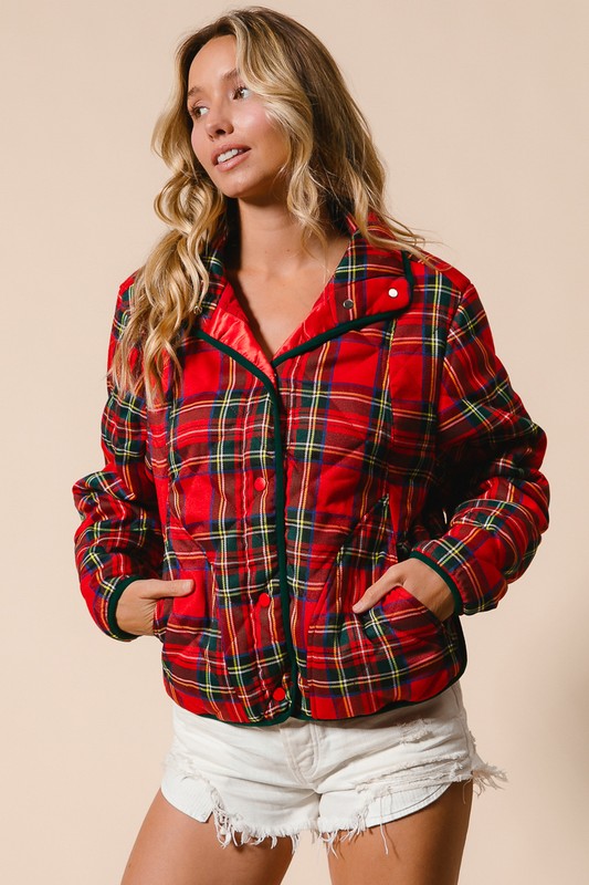 VINTAGE CHRISTMAS PLAID QUILTING JACKET