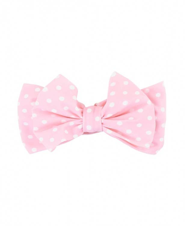 Girls Pink Polka Dot Swim Bow Headband: One Size