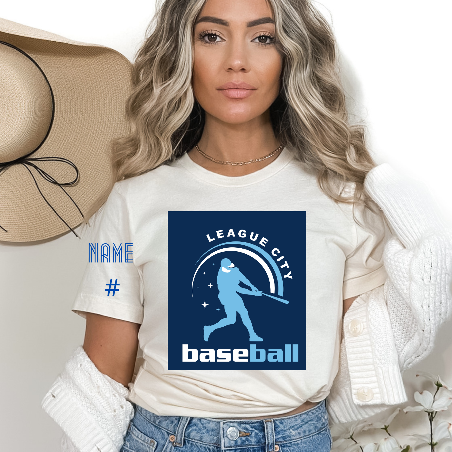 Retro League City Baseball Tee Design