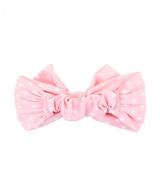 Girls Pink Polka Dot Swim Bow Headband: One Size