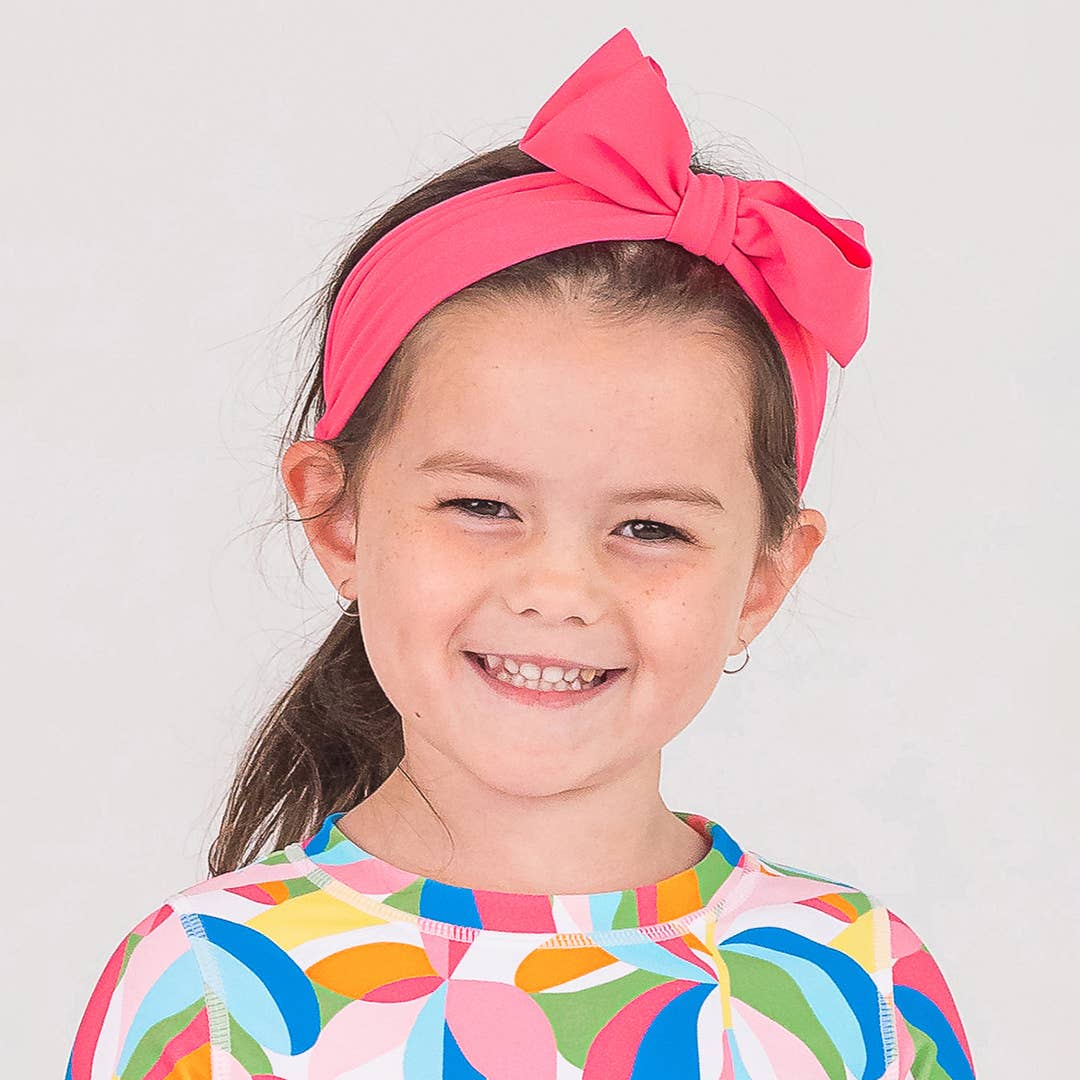 Girls Hot Pink Swim Bow Headband: Pink / One Size