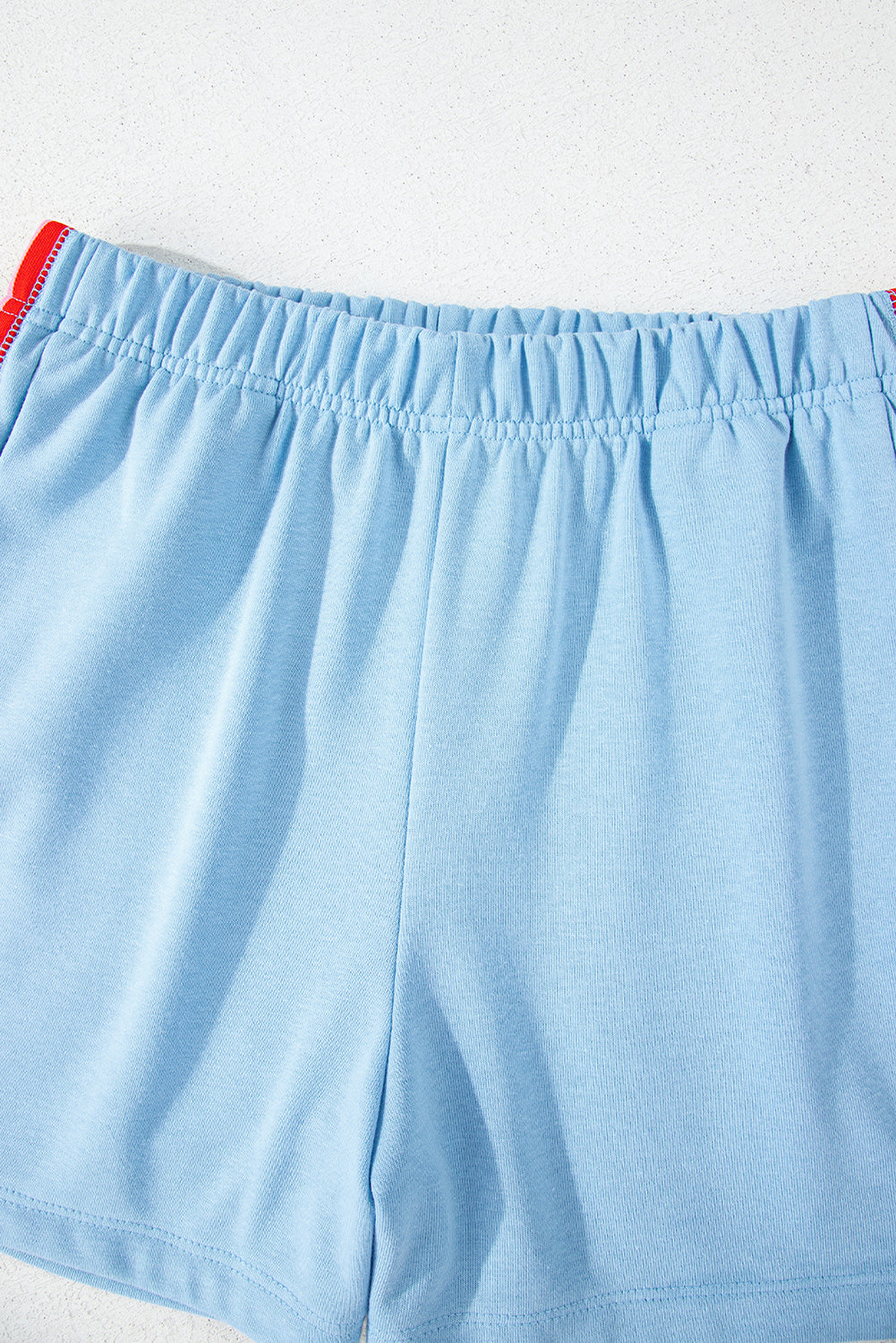 Sea Green Rainbow Colorblock Collared Short Sleeve Top 2 Piece Shorts Set