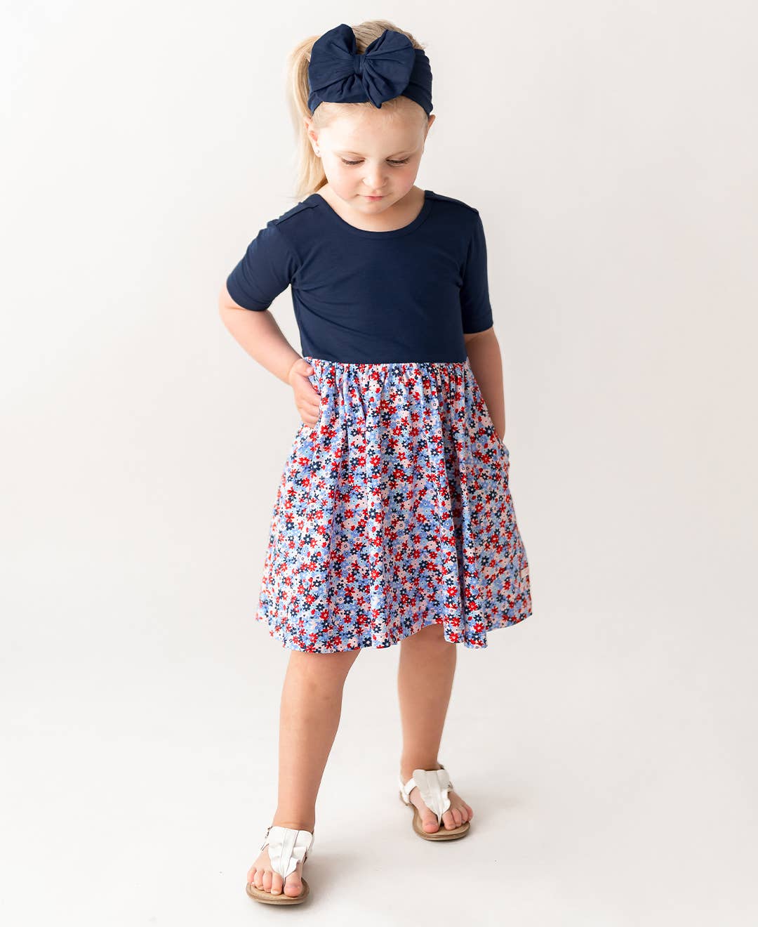 Girls Dark Navy Big Bow Headband: ONE SIZE