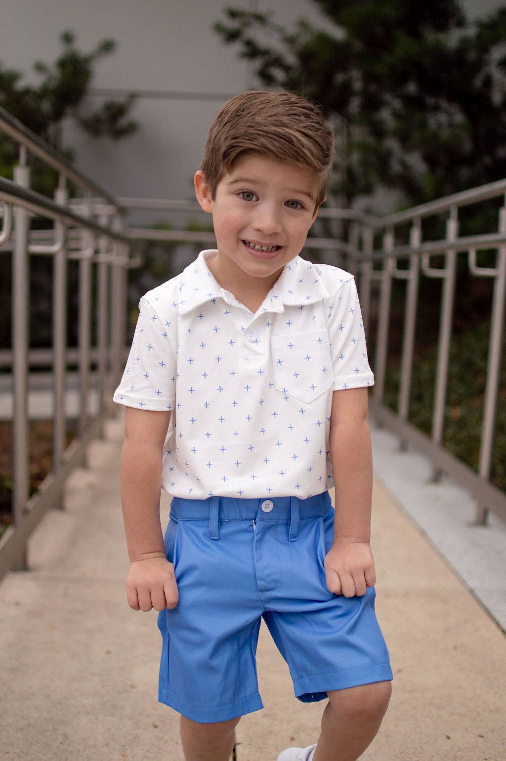 Boys Polo Shirt - Daddy & Me Boys Pocket Polo - French Blue: 8