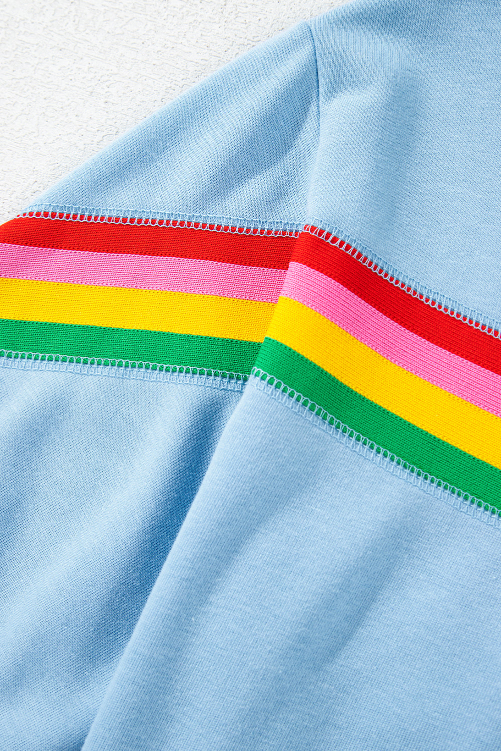 Sea Green Rainbow Colorblock Collared Short Sleeve Top 2 Piece Shorts Set