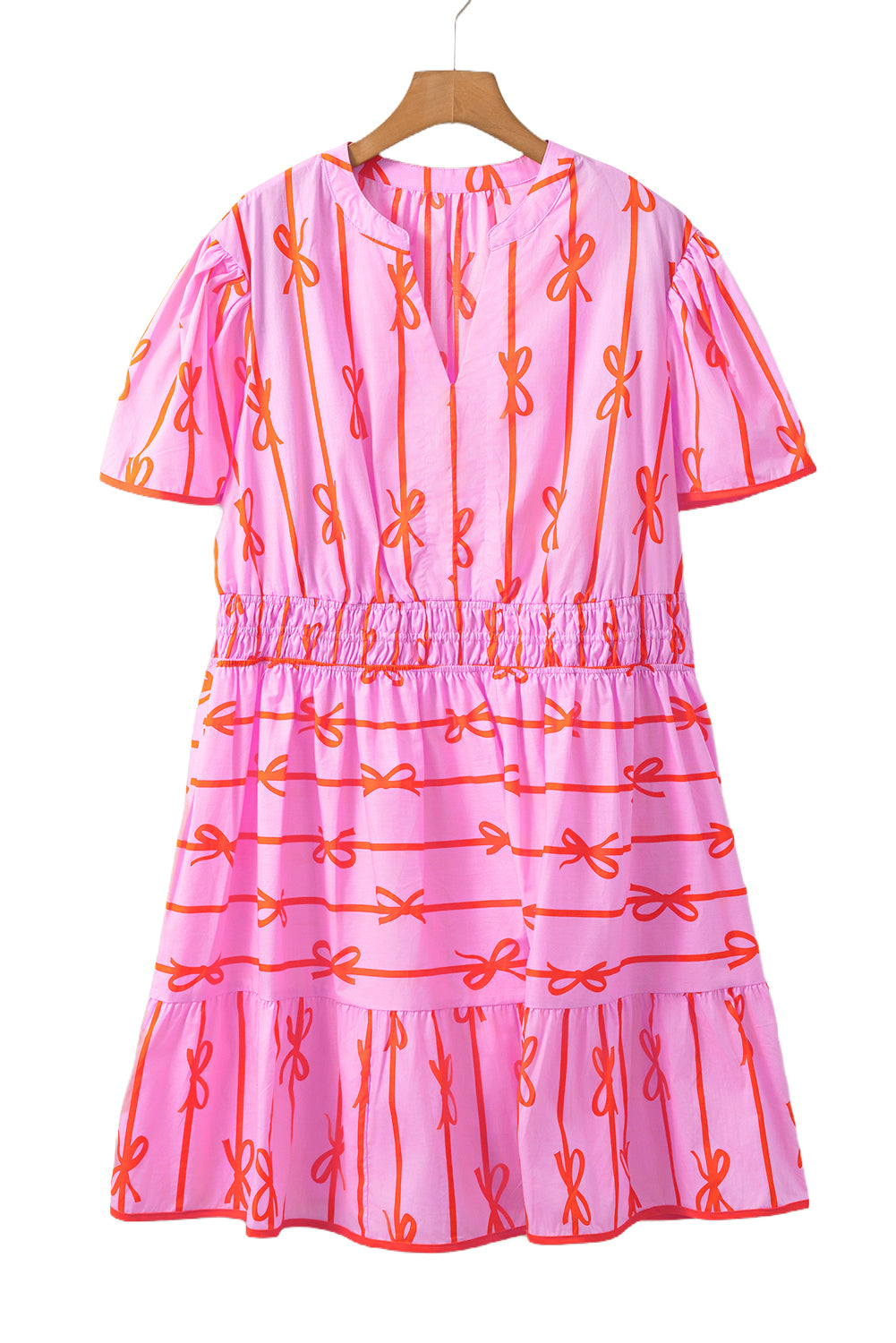 Rose Bow Tastic Clinched Waist Ruffled Plus Size Dress