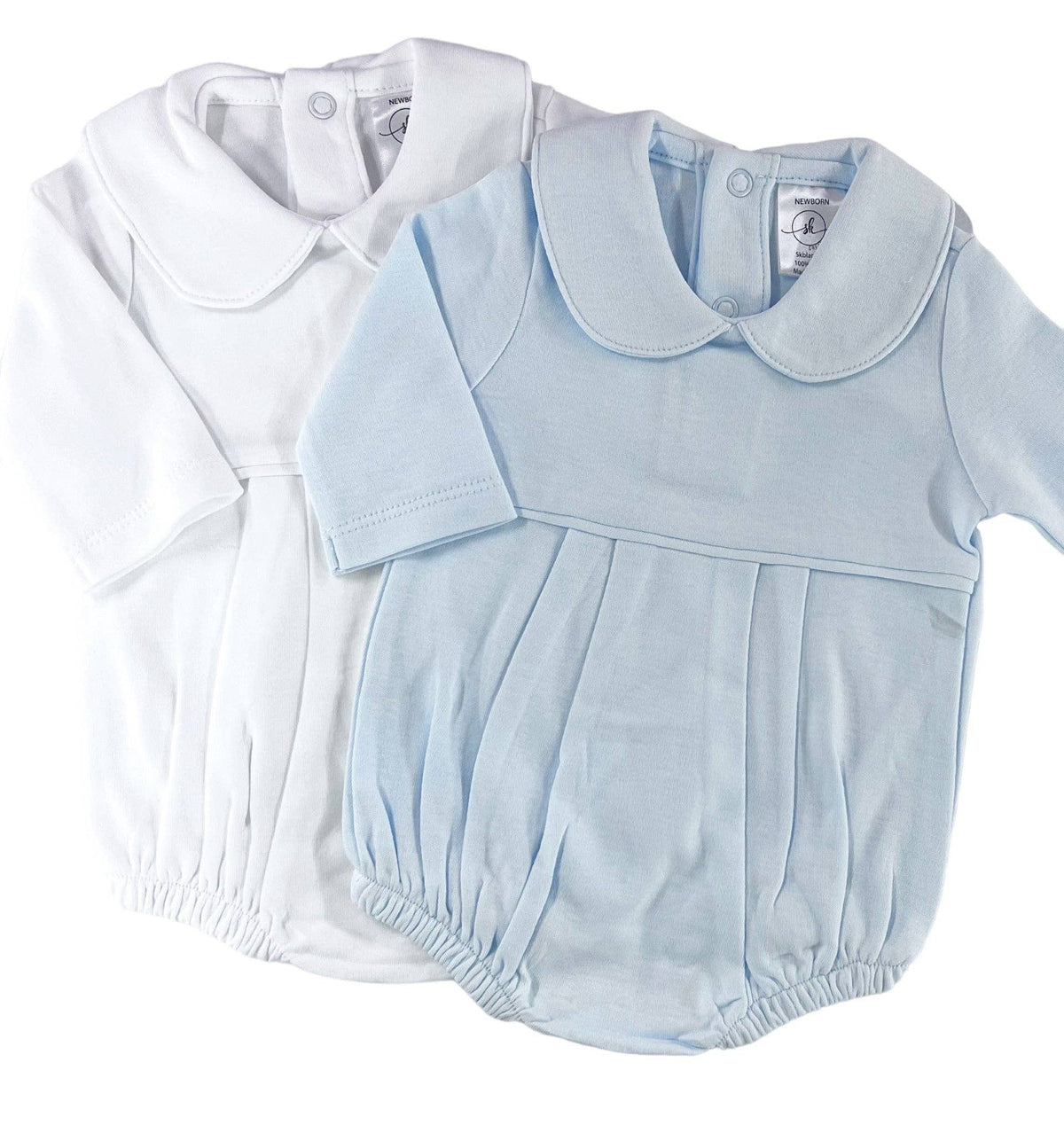 Pleated Bubble-Long Sleeve: Navy / Newborn