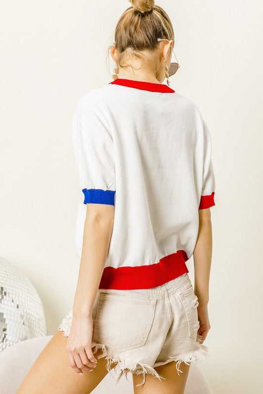 4TH OF JULY USA SPARKLE TOP