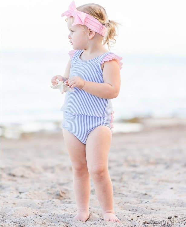 Girls Pink Polka Dot Swim Bow Headband: One Size