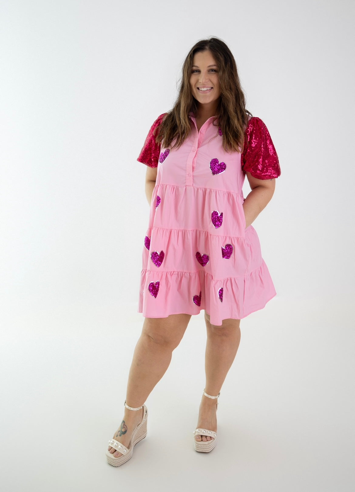 Love At First Sight Sequin Hearts Mini Dress