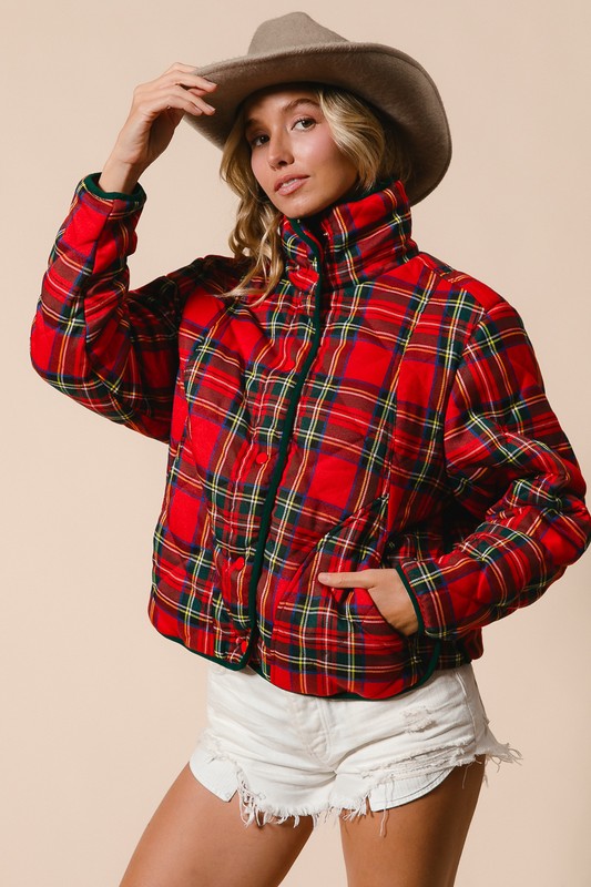 VINTAGE CHRISTMAS PLAID QUILTING JACKET