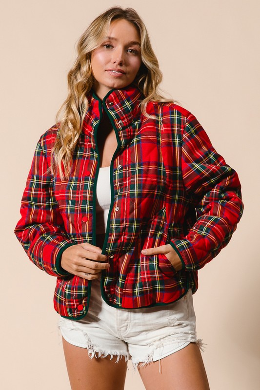 VINTAGE CHRISTMAS PLAID QUILTING JACKET