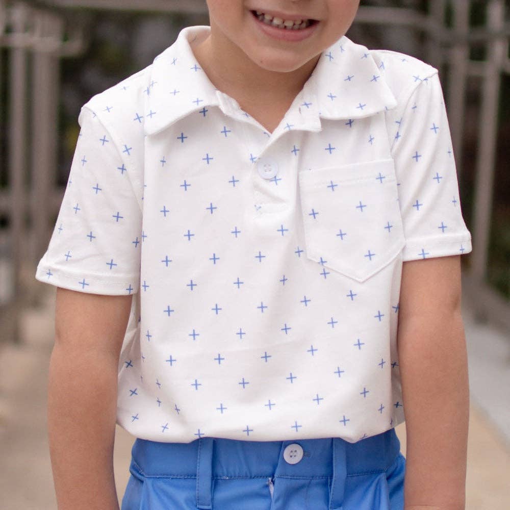 Boys Polo Shirt - Daddy & Me Boys Pocket Polo - French Blue: 8