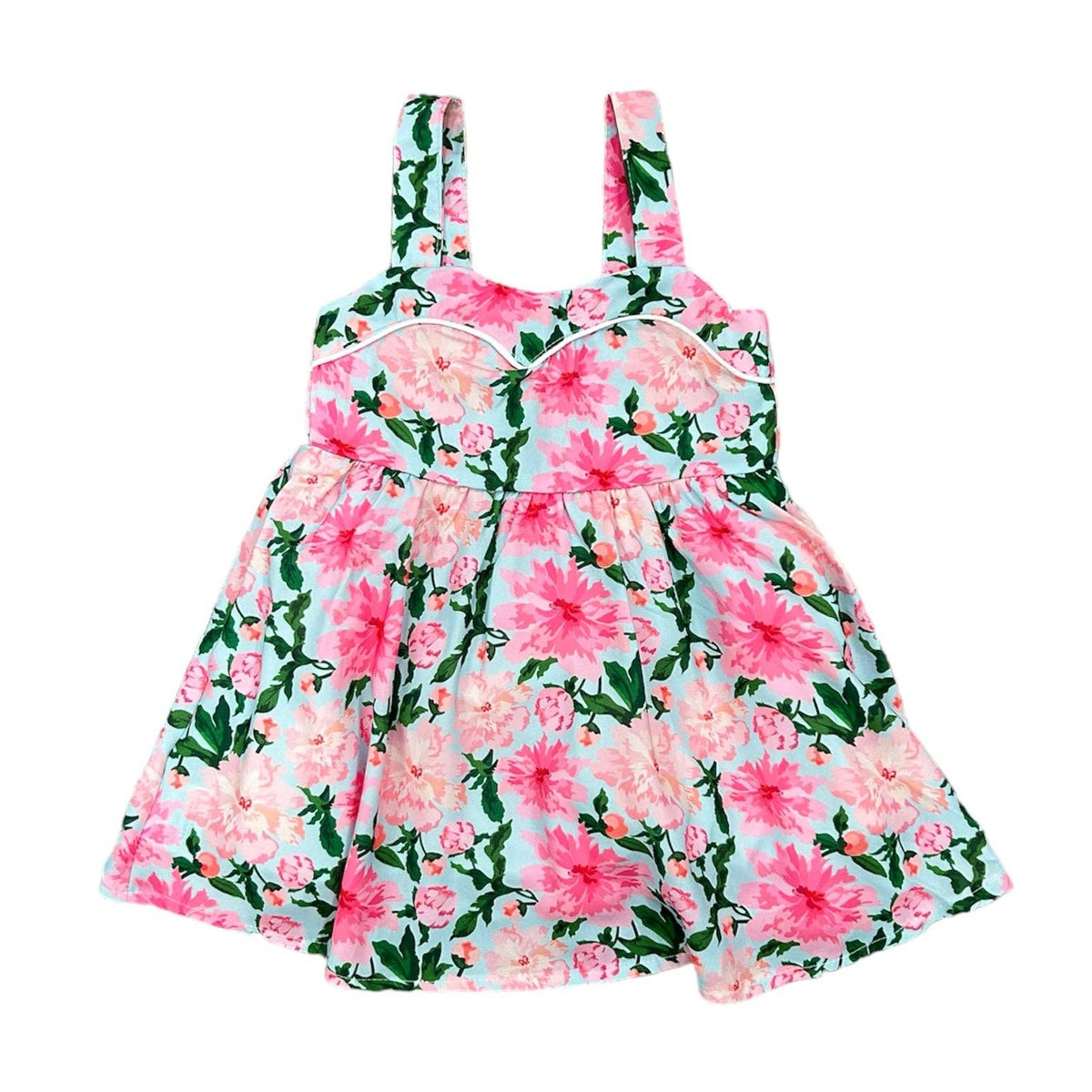 Easter Dress - Claire Sweetheart Tank Dress - Pink Peonies: LG
