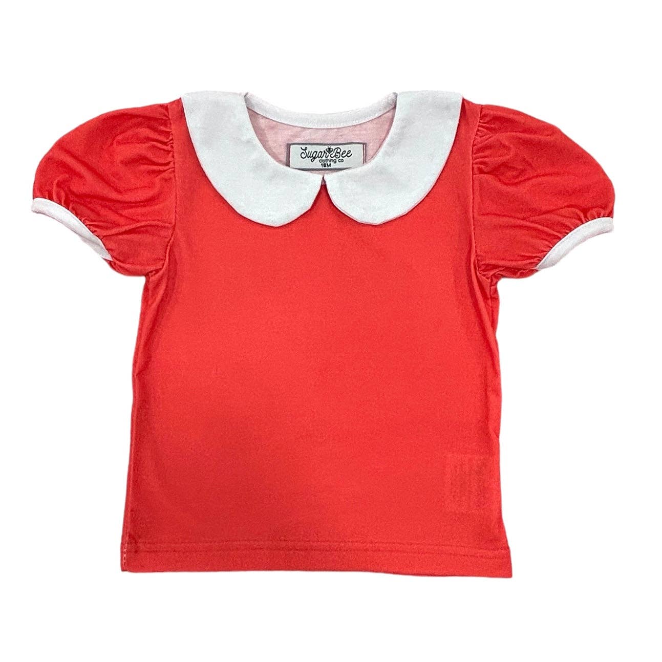 Peter Pan Puff Sleeve Tee - Red: 6