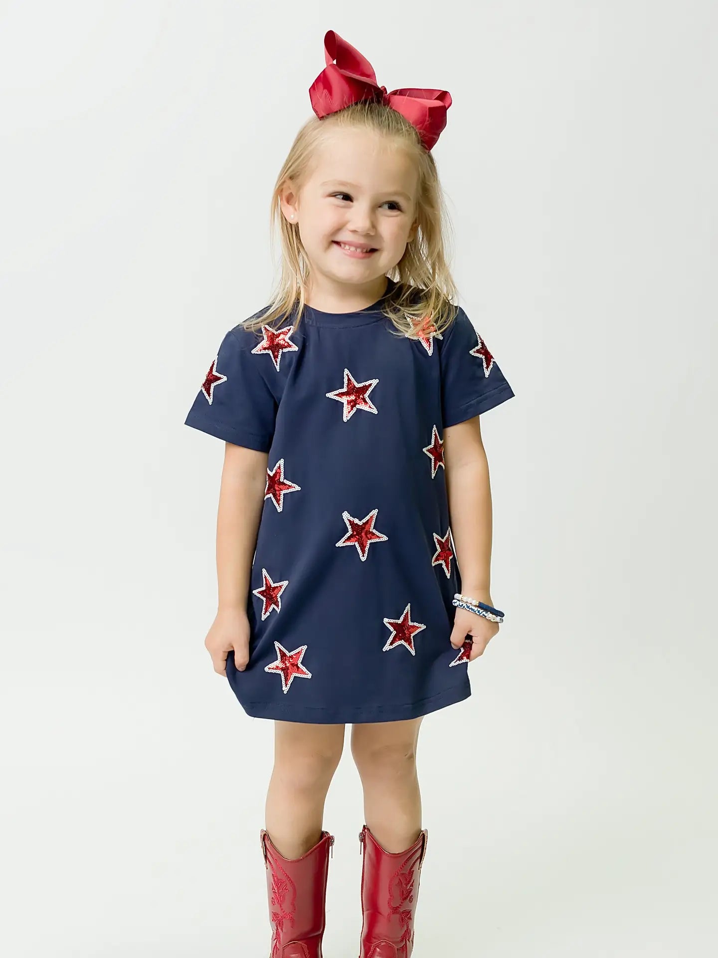 All Star Sequin Dress  Navy/ Red