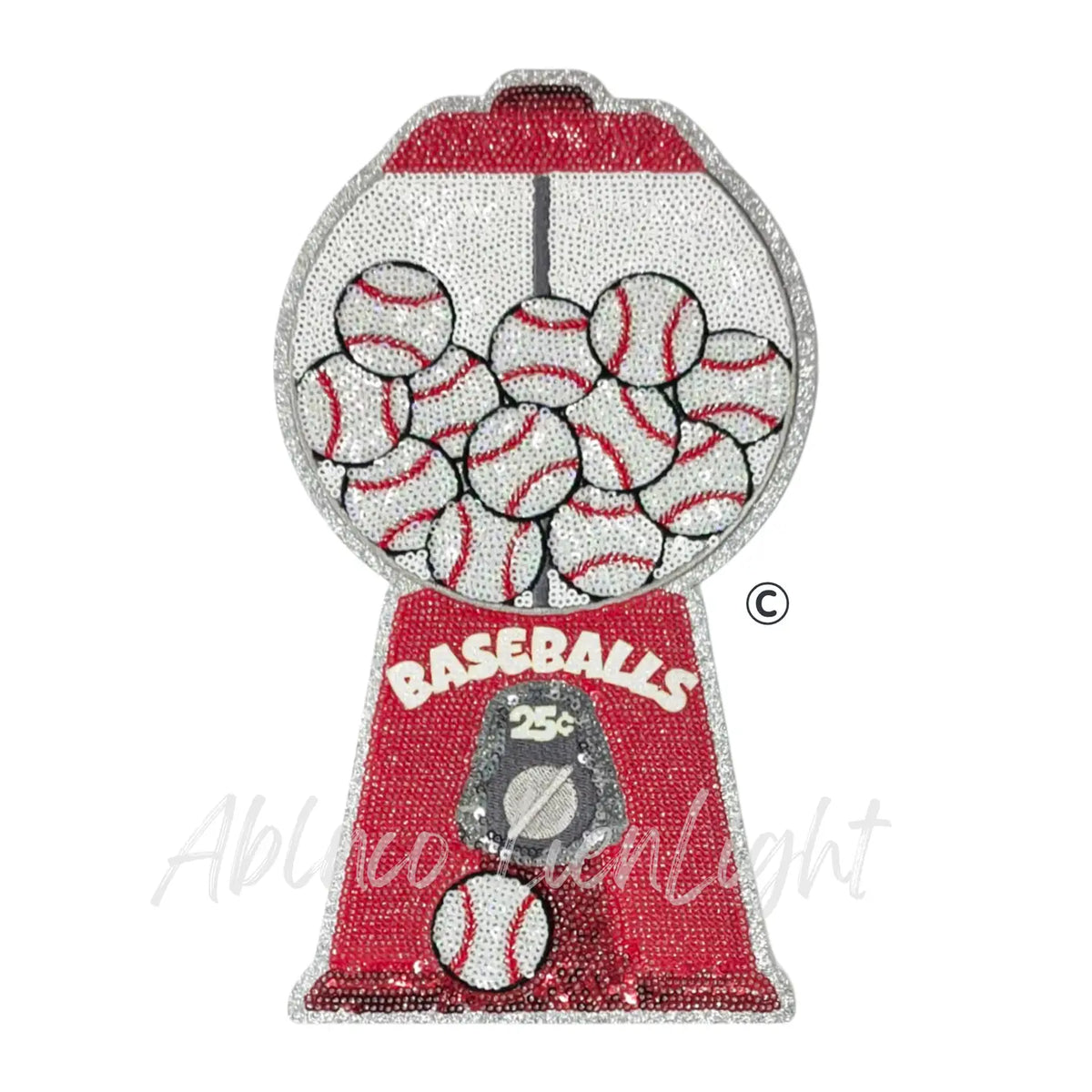 Baseball Gumball Embroidery Sequin Patch - Large