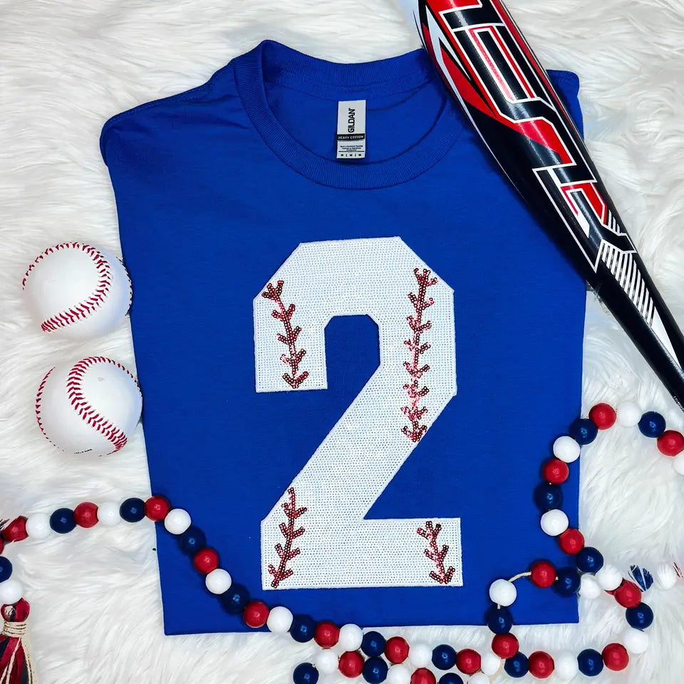 Custom Sequin Baseball Number Top