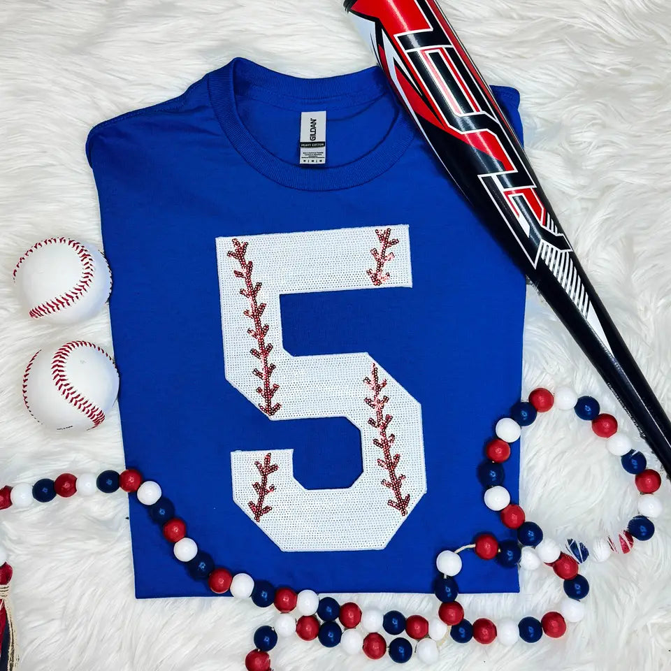 Custom Sequin Baseball Number Top