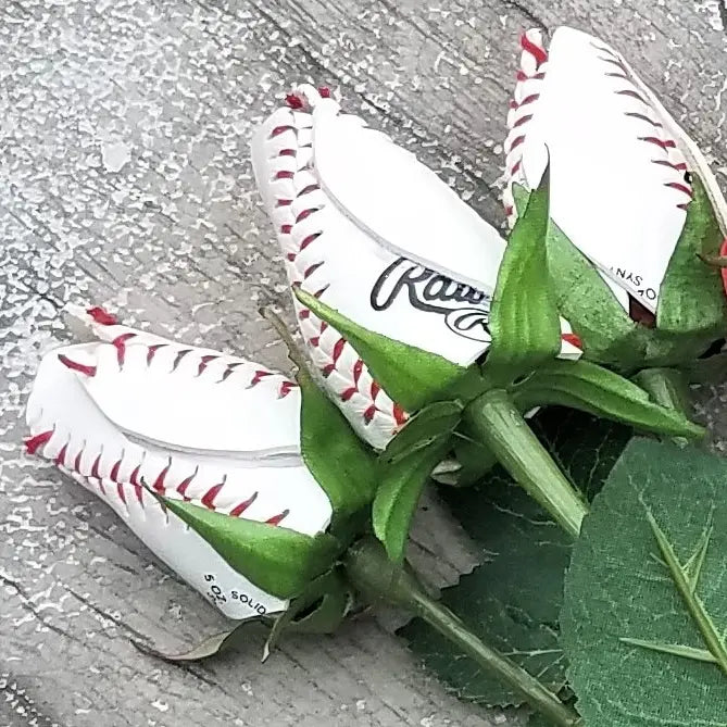 Baseball Rose, Real Baseball Long Stem Rose