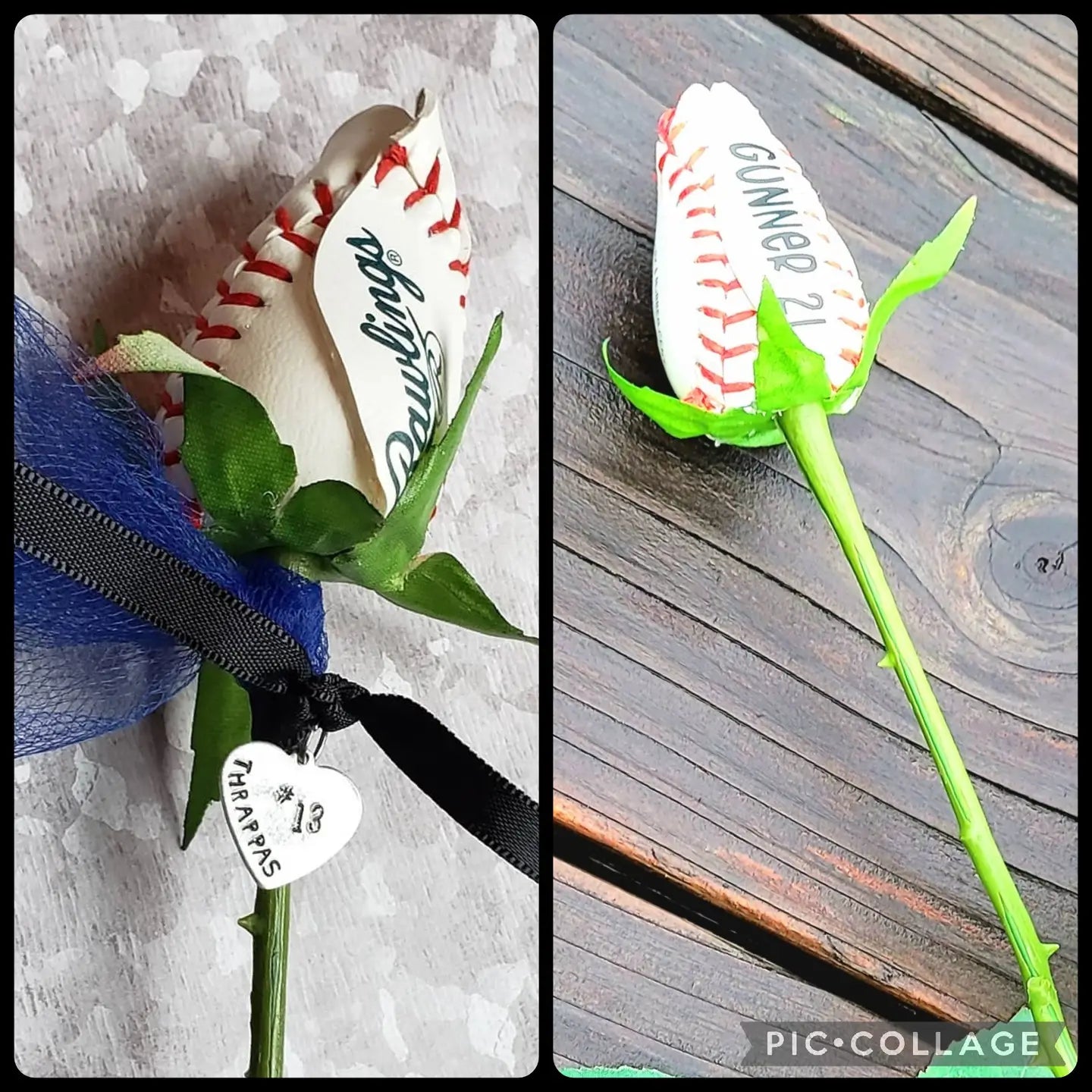 Baseball Rose, Real Baseball Long Stem Rose