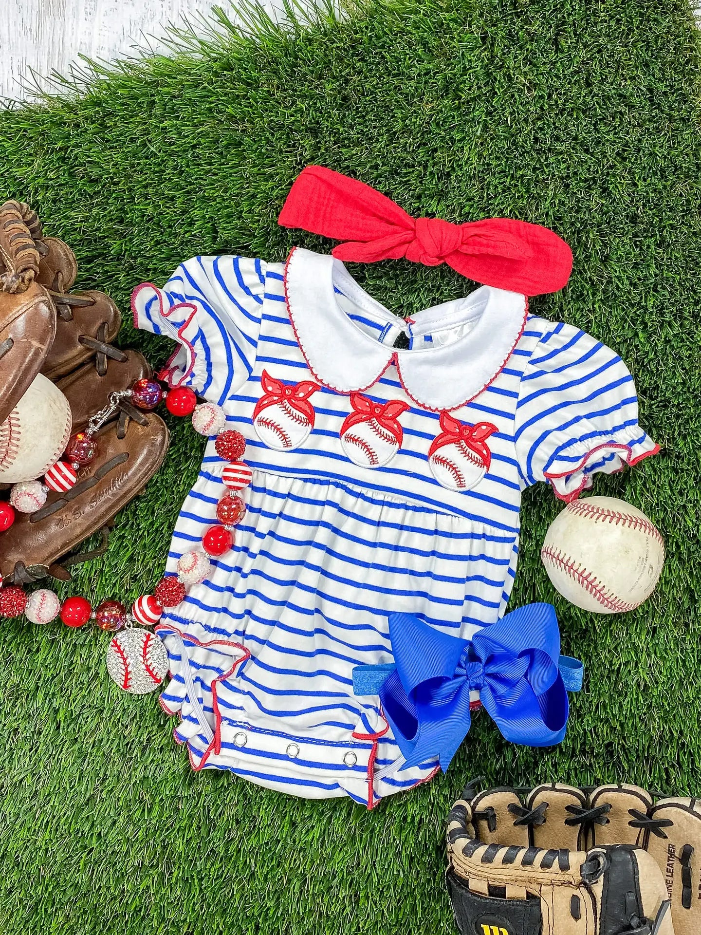 Baseballs & Stripes Classic Onesie