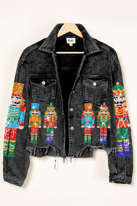 Nutcracker Sequin Christmas Corduroy Jacket