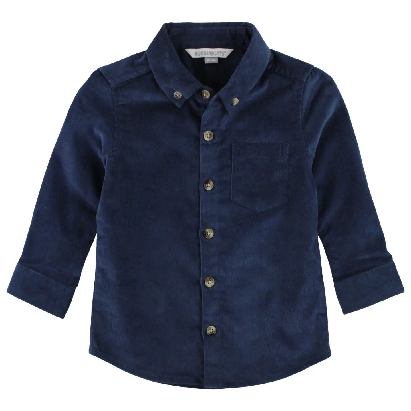 Boys Dark Navy Stretch Corduroy Long Sleeve Button Down Shirt